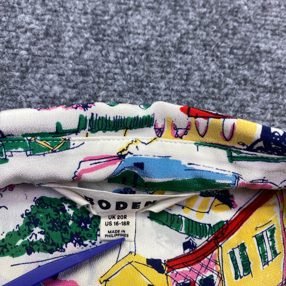 Boden Sienna Womens Silk Scenic Village Print Button Shirt Multi Color 16-18R - Picture 4 of 8
